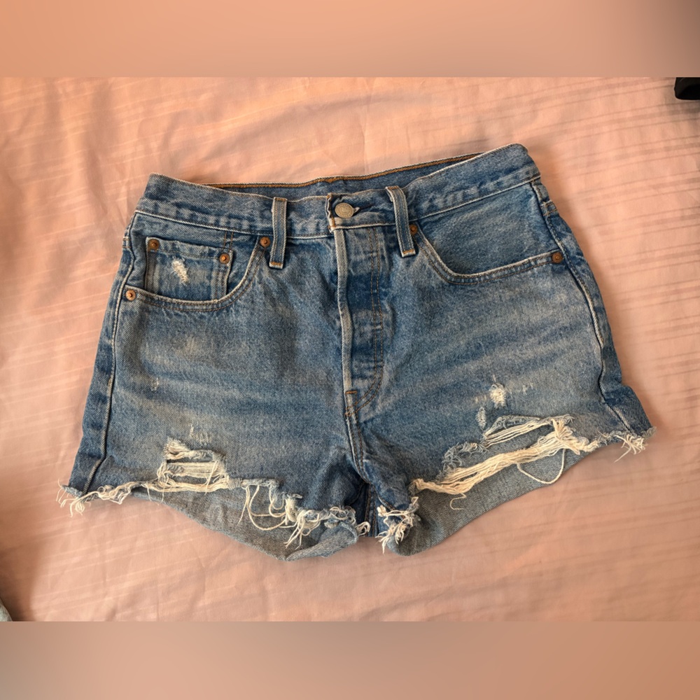 Levi's Light Blue Distressed Jean Shorts